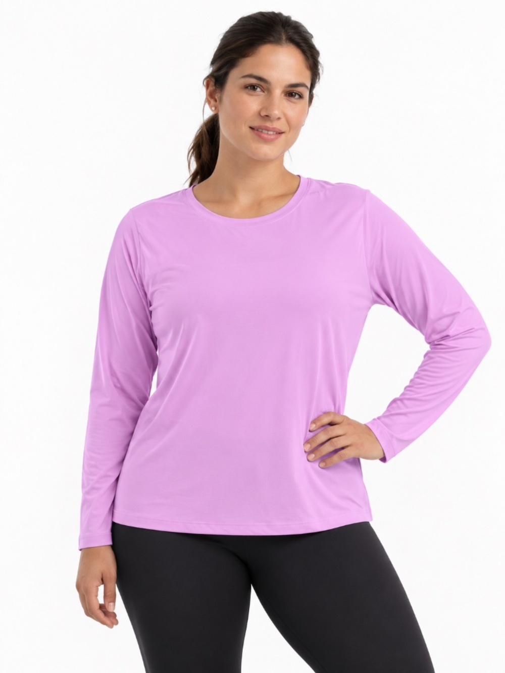 All in Motion Women's Long Sleeve Athletic Top Quick Dry Light Pink